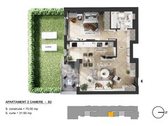 Pipera Plaza, apartament 2 camere, gradina privata, bloc finalizat